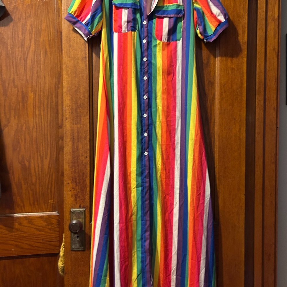 Colorful Striped Button-Up Dress - Picture 4 of 7